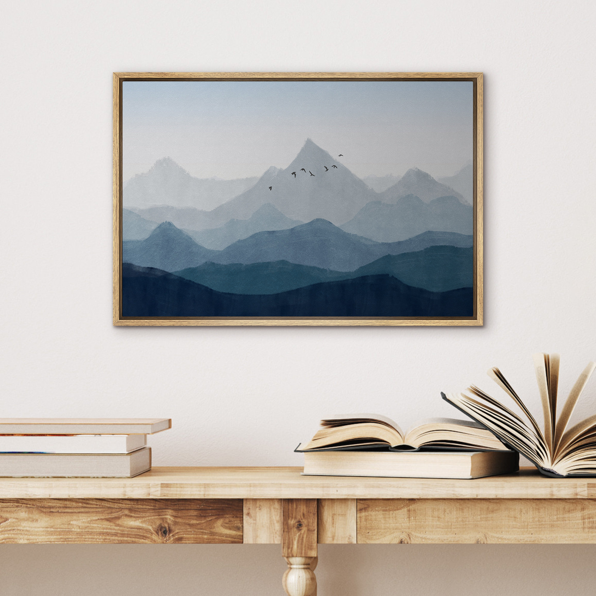 Frame Wall Art Abstract Navy Blue good Landscape Mountain Print Painting on Canvas Wall Art picture Large Print Printable Wall Art Prints